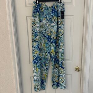 Ralph Lauren Blue and Yellow Paisley Palazzo Pants